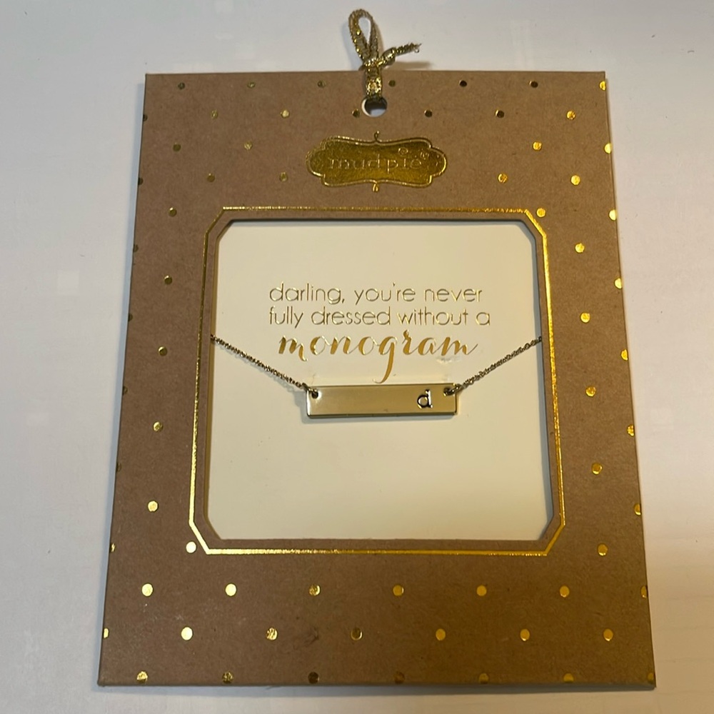 Initial “d” gold bar necklace by mudpie